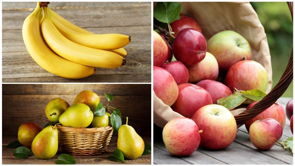 Bons fruits pour la goutte - bananes, poires et pommes