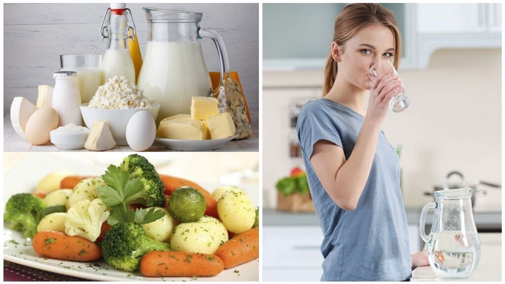Régime alimentaire pour l'exacerbation de la goutte - eau, produits laitiers, légumes cuits